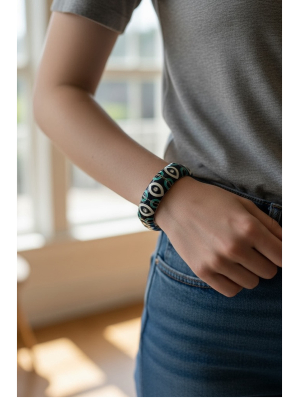 Teal Peacock Stretch Bracelet